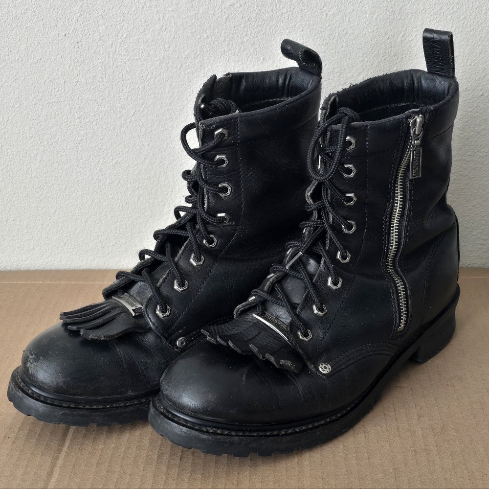 Harley Davidson Biker Boots Logger Black Leather Men's 10 Style 91028